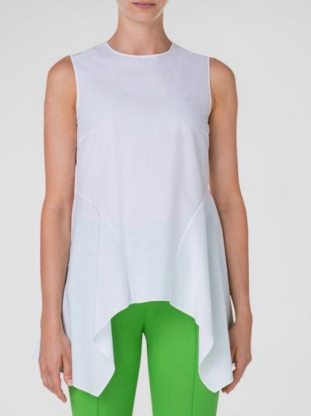 Akris Punto Sleeveless Cotton Poplin Hankerchief top Sz 10